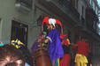 Street performers on stilts